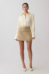 Marielle Double Belt Mini Skirt - Taupe
