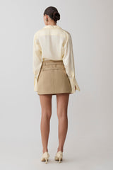 Marielle Double Belt Mini Skirt - Taupe