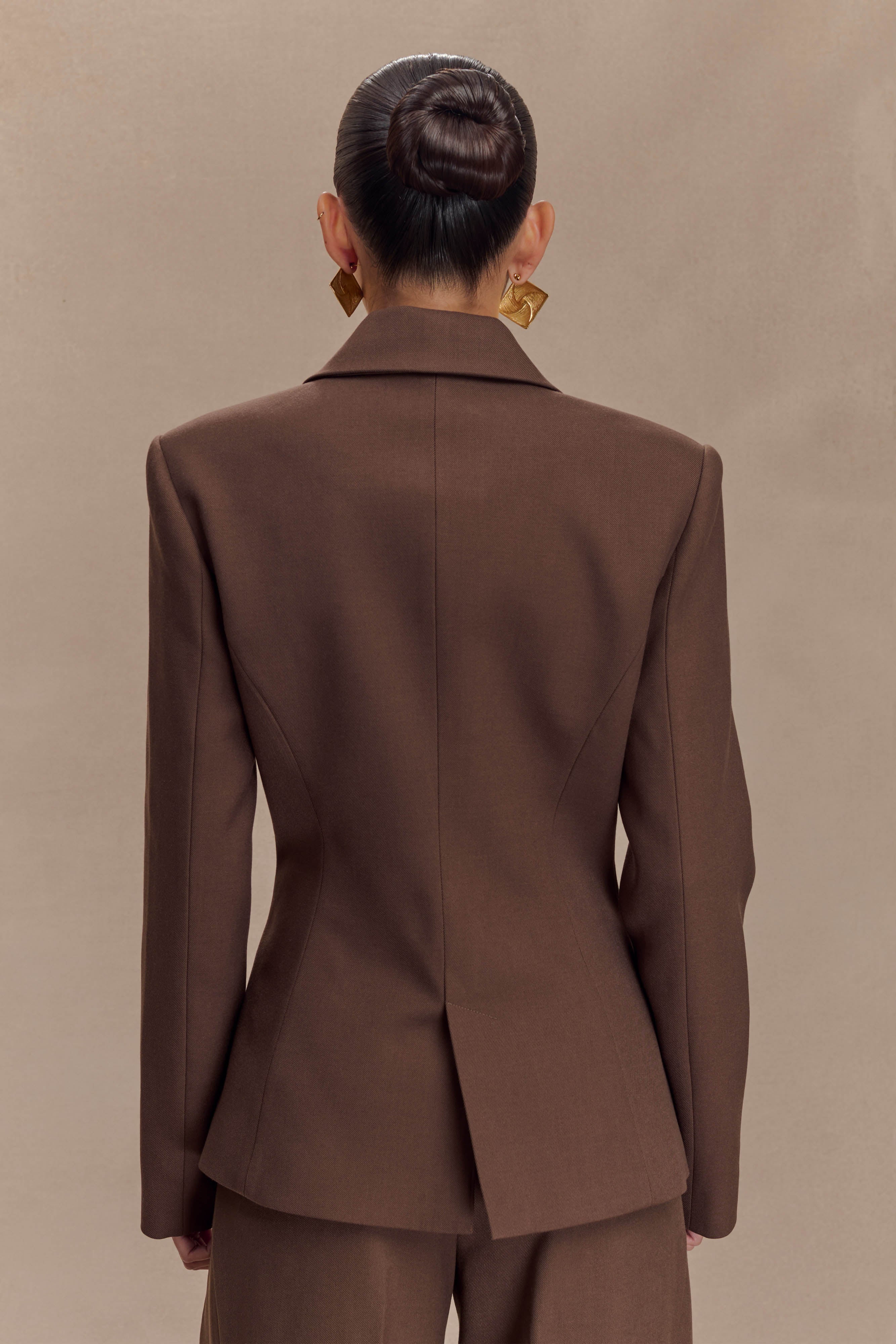 Max Cinched Waist Blazer - Chocolate