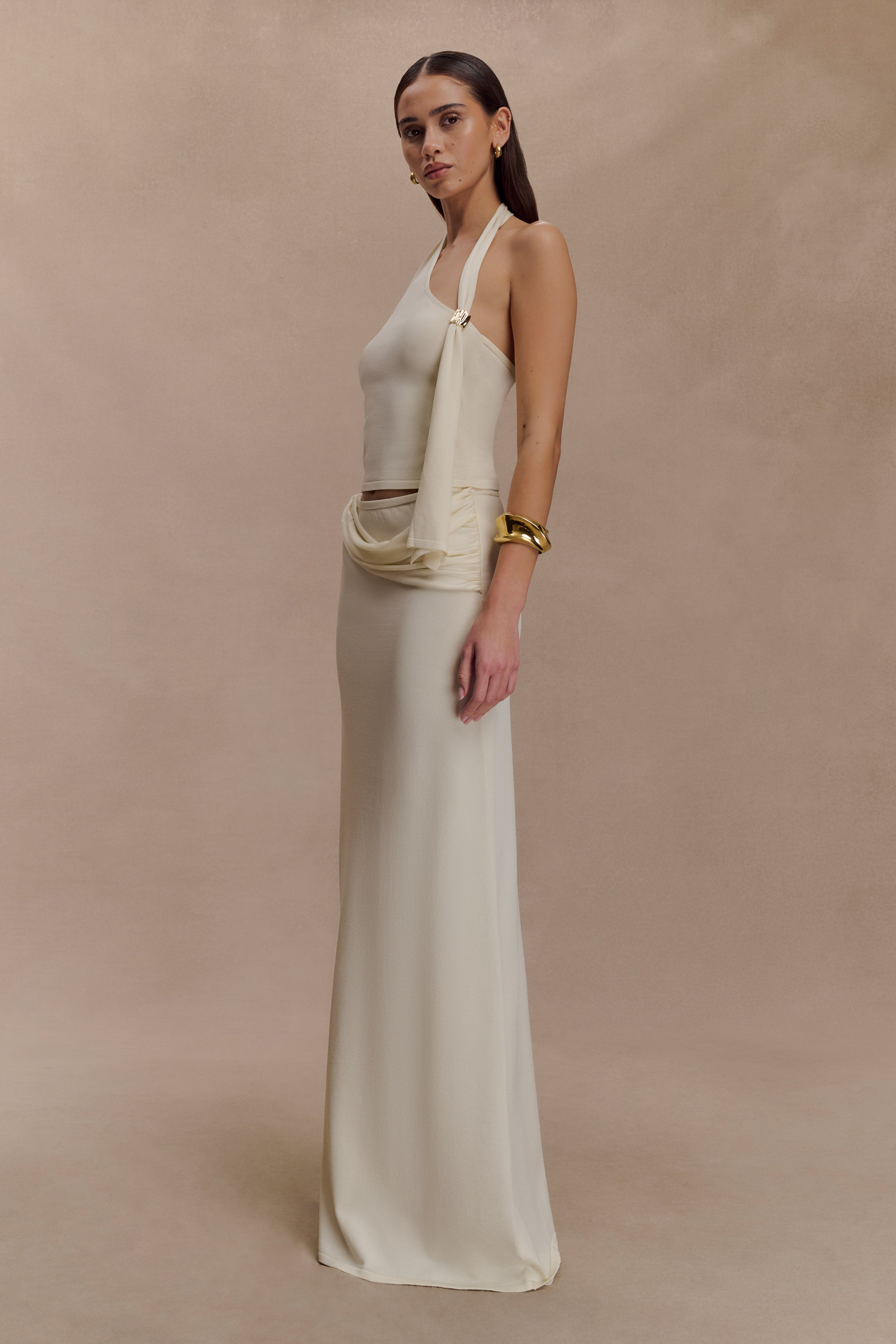 Xanthia Knit Halter Top - Ivory